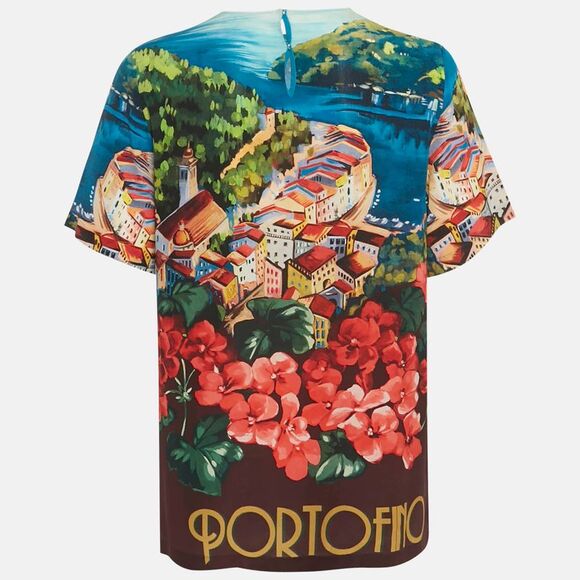 Dolce & Gabbana Multicolor Portofino Print Silk Top M - Picture 2 of 4